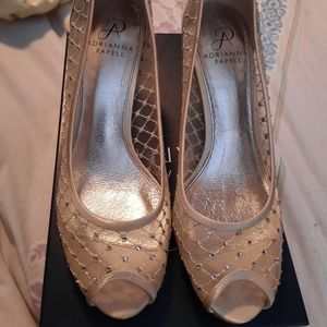 Adrianna Papell champagne sparkle heels